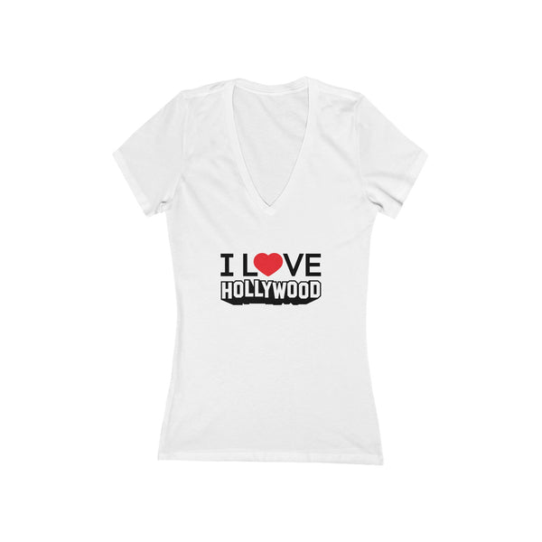 I Love Heart Hollywood Outline Deep V-Neck Tee