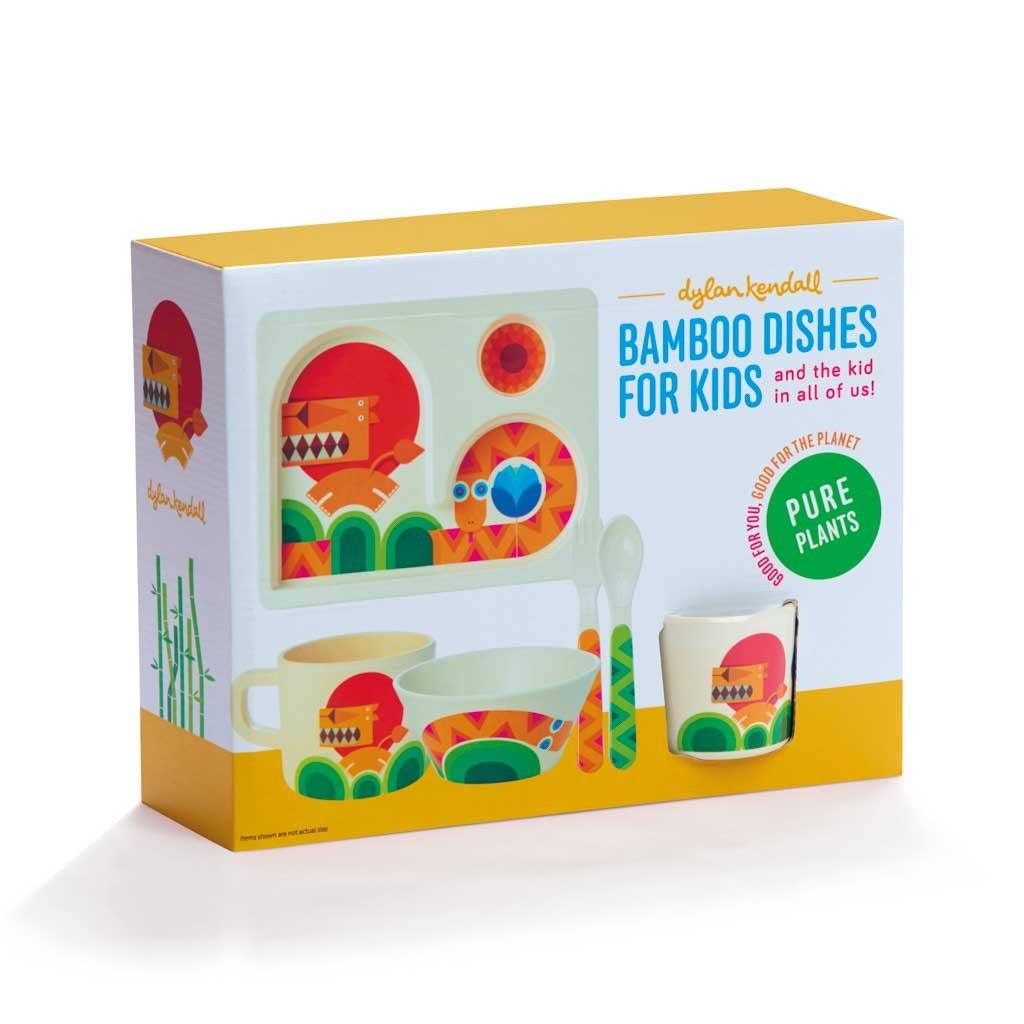 Kids Dishes | Bold Lion and Bright Snake: Eco Toddler Dishware 5 Piece Set Eco Toddler Dylan Kendall Gift box set