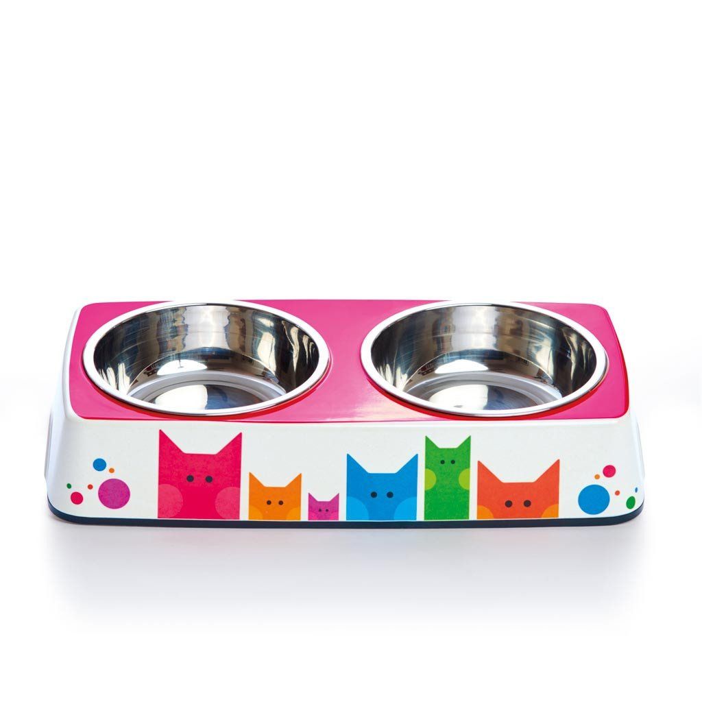 Pet Bowl | Company of Cats: Eco Double Feeder Pet Bowl with Stainless Steel Liner Eco Pet Dylan Kendall
