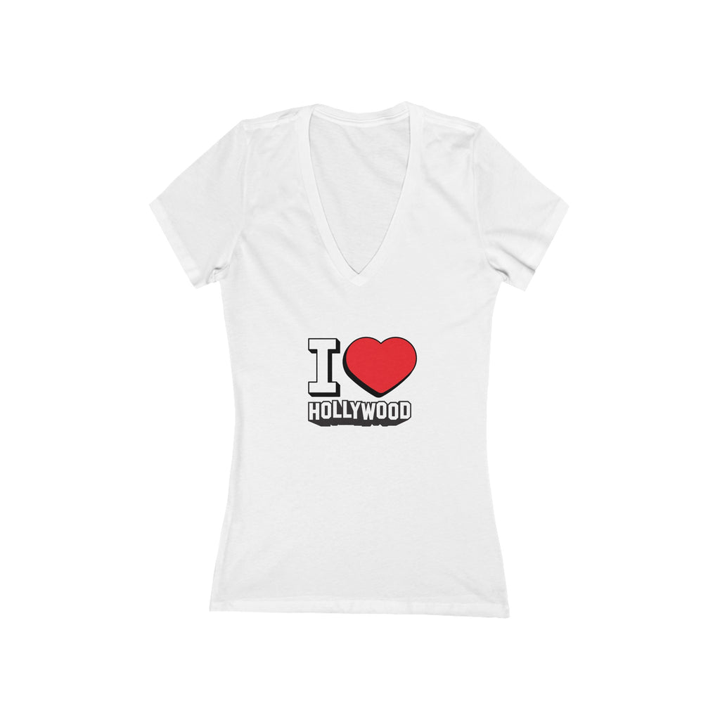 I Love Hollywood Outline Deep V-Neck Tee