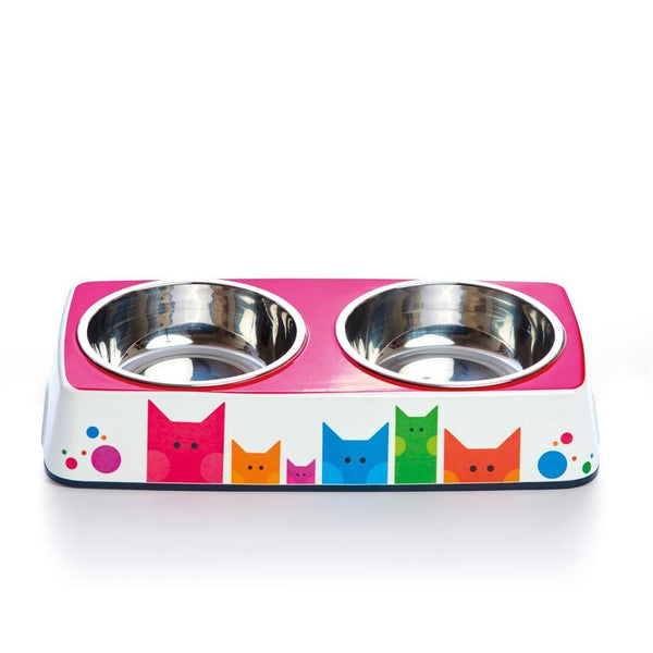 Pet Bowl | Company of Cats: Eco Double Feeder Pet Bowl with Stainless Steel Liner Eco Pet Dylan Kendall 